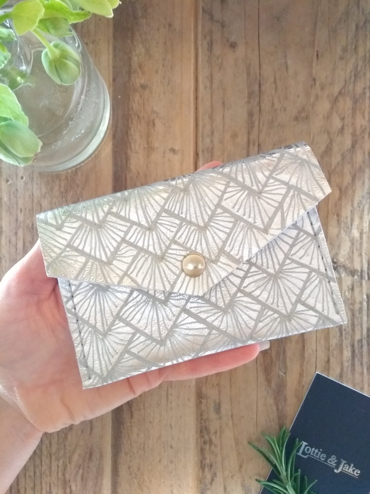 Handmade silver leather purse