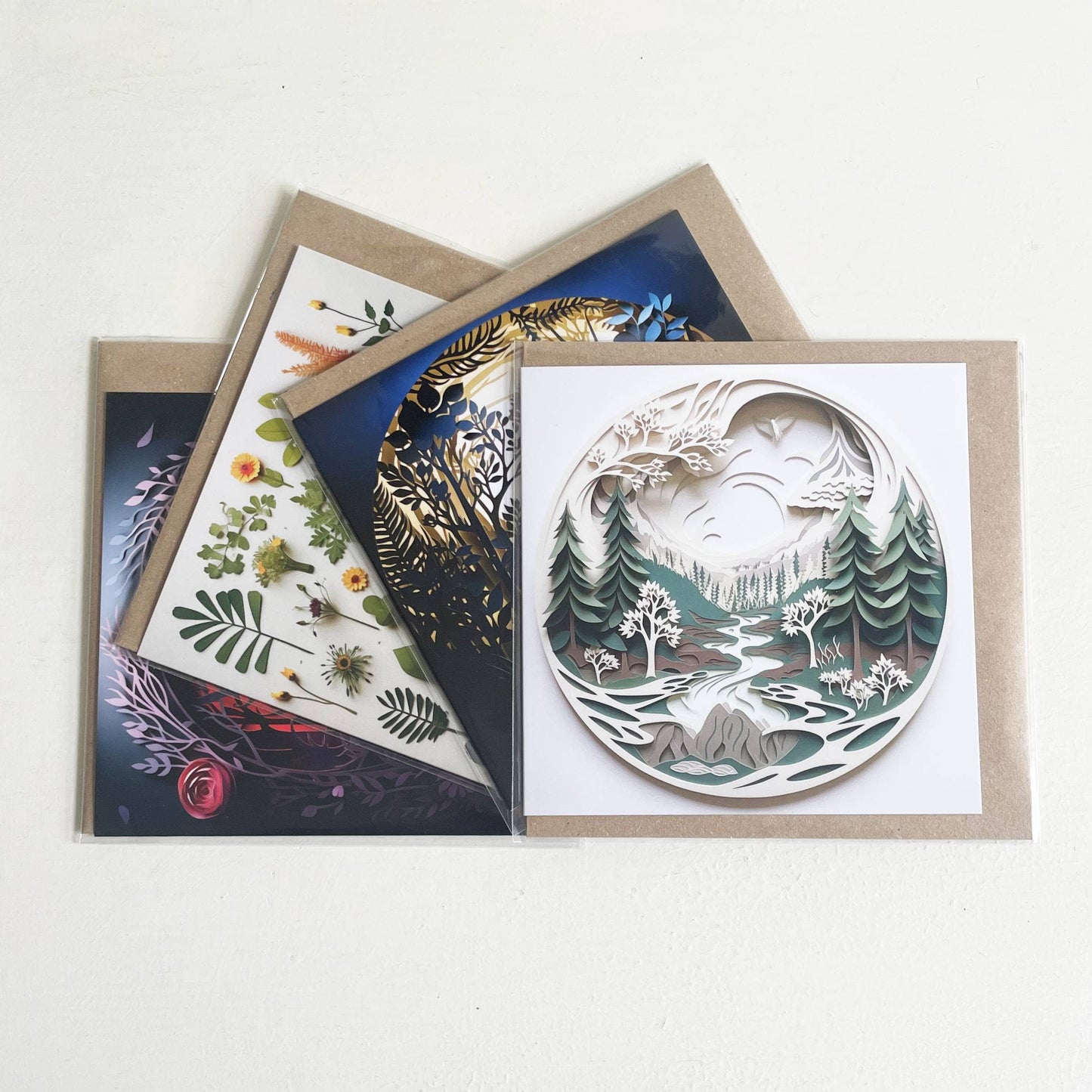 Mushroom Toadstools & Ferns 2D Printed Shadow Box Card