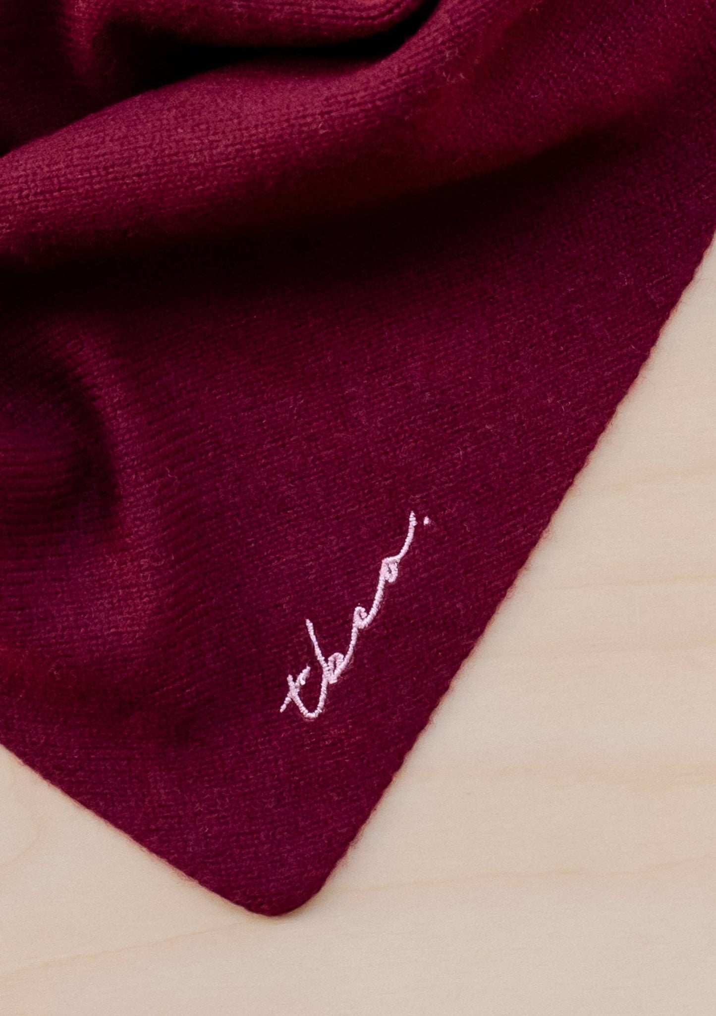 Merino Wool Triangle Scarf in Burgundy