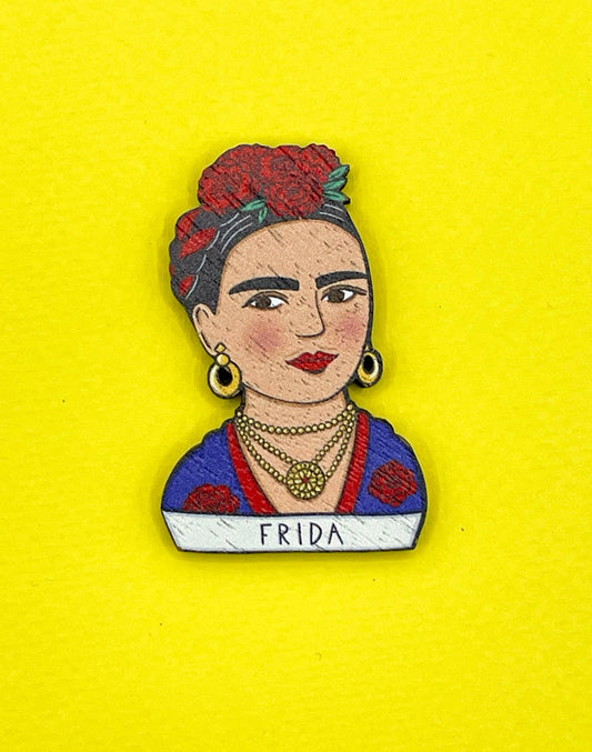 Frida Kahlo Iconic Artist Wooden Pin / Brooch