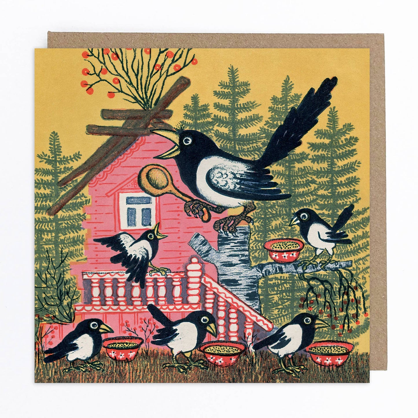 Magpie Family greeting card