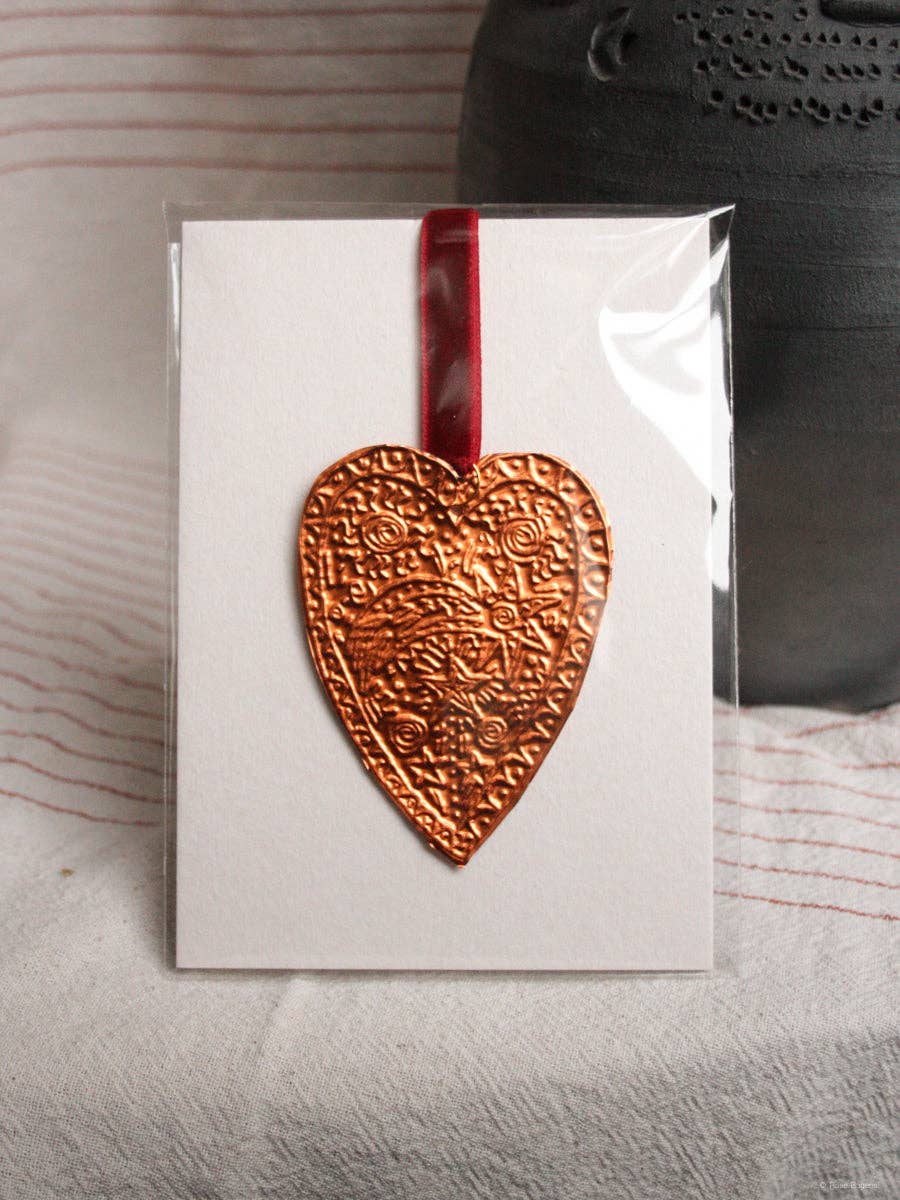 With Love Copper Heart Embossed Ornament