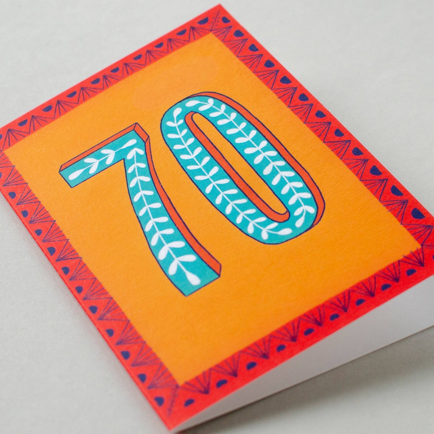 Happy 70th Birthday Greetings Card - Yellow & Red