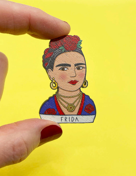 Frida Kahlo Iconic Artist Wooden Pin / Brooch