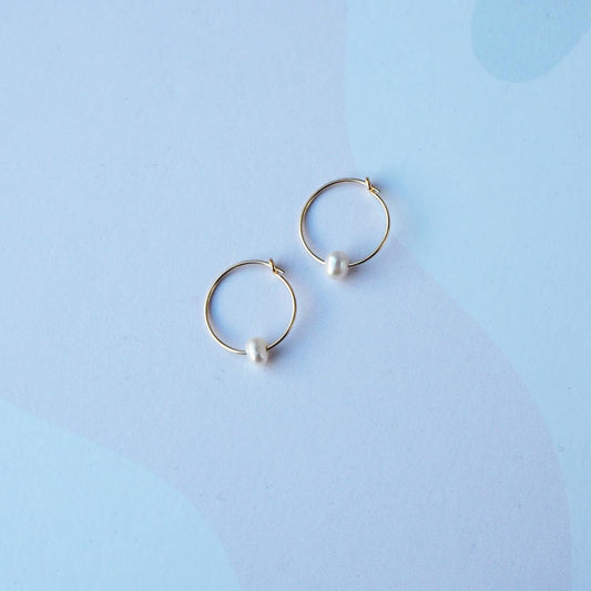 Flora Pearl Hoop Earrings