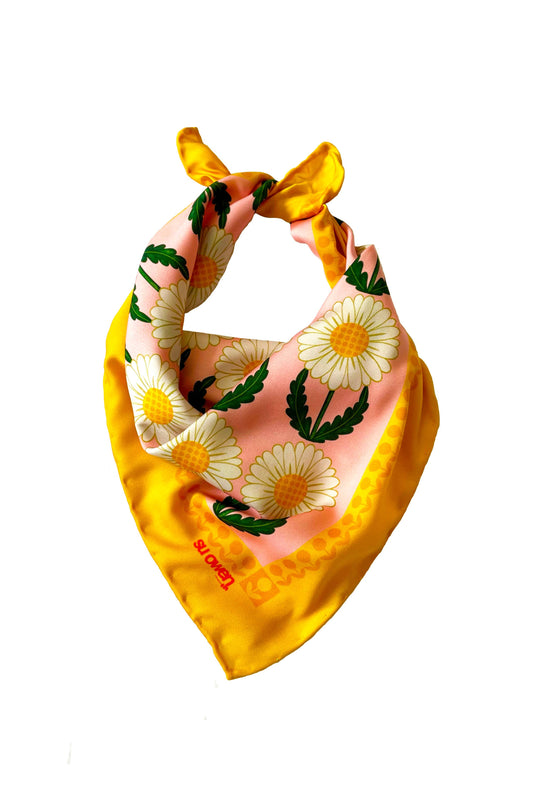 Pink and Yellow Daisy Pocket Square / Neckerchief