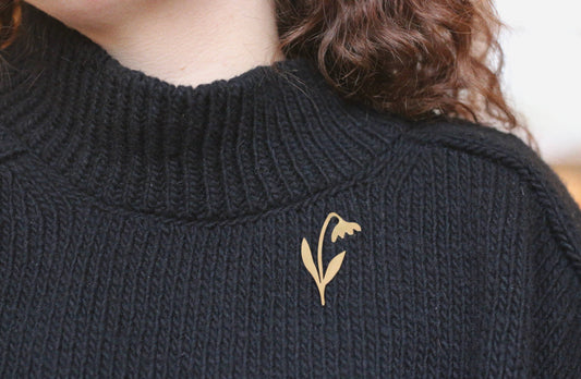 Solid Brass Brooch Pin - The First Light (Snowdrop)