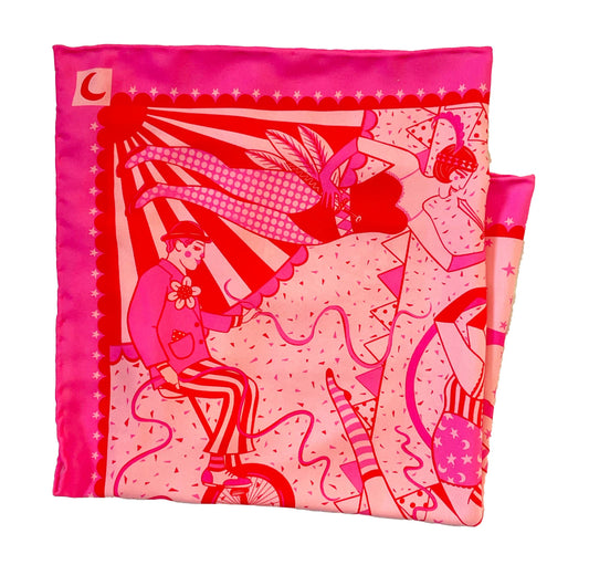 Pink I Love the Circus Eco Neckerchief/Pocket Square