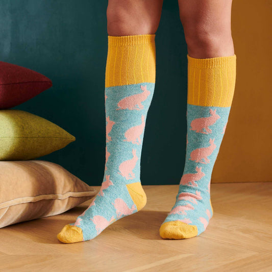 Women's Lambswool Boot / Long Socks : Rabbit - jade