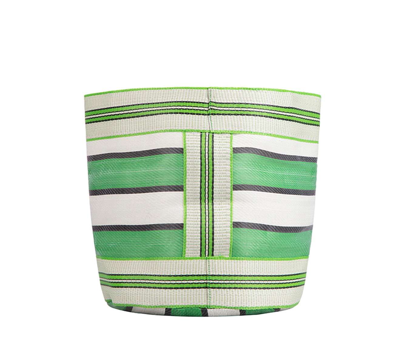 Eco Woven Plant Pot Cover In Grass Green, Indigo & Pearl