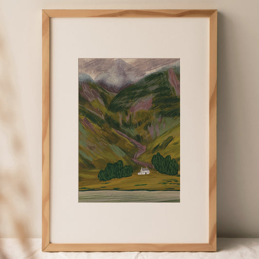 A Little Bothy in the Mountains  - A4 Art Print