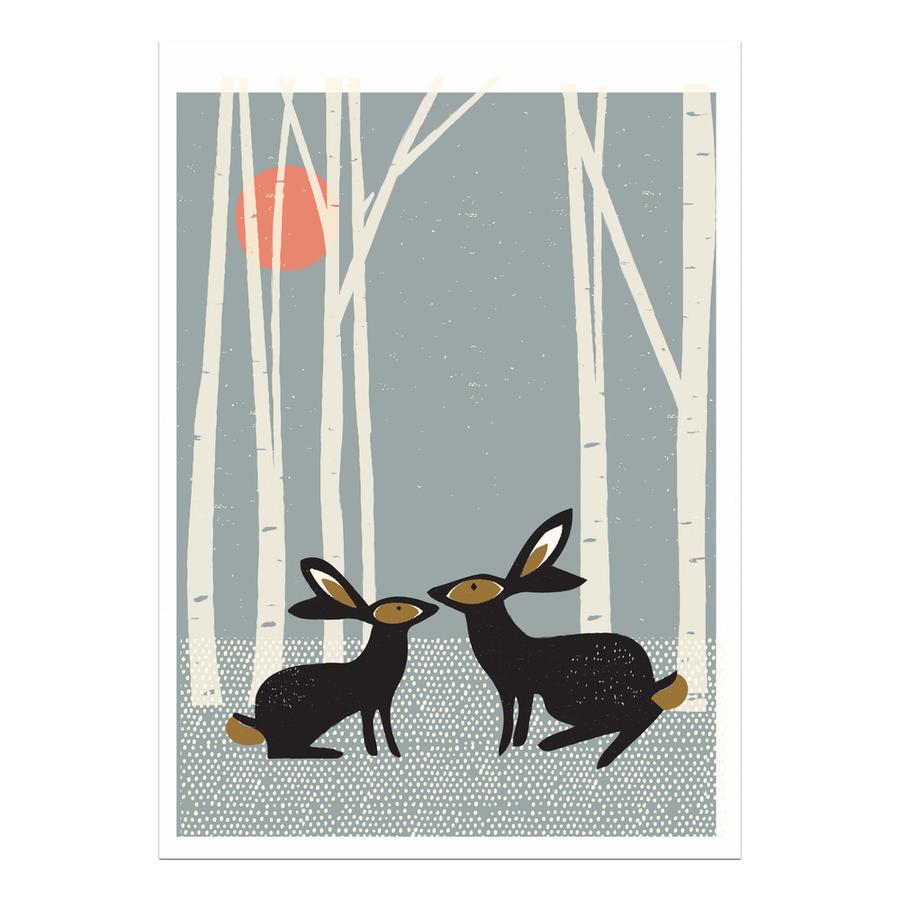 Sunset Hares A4 Art Print