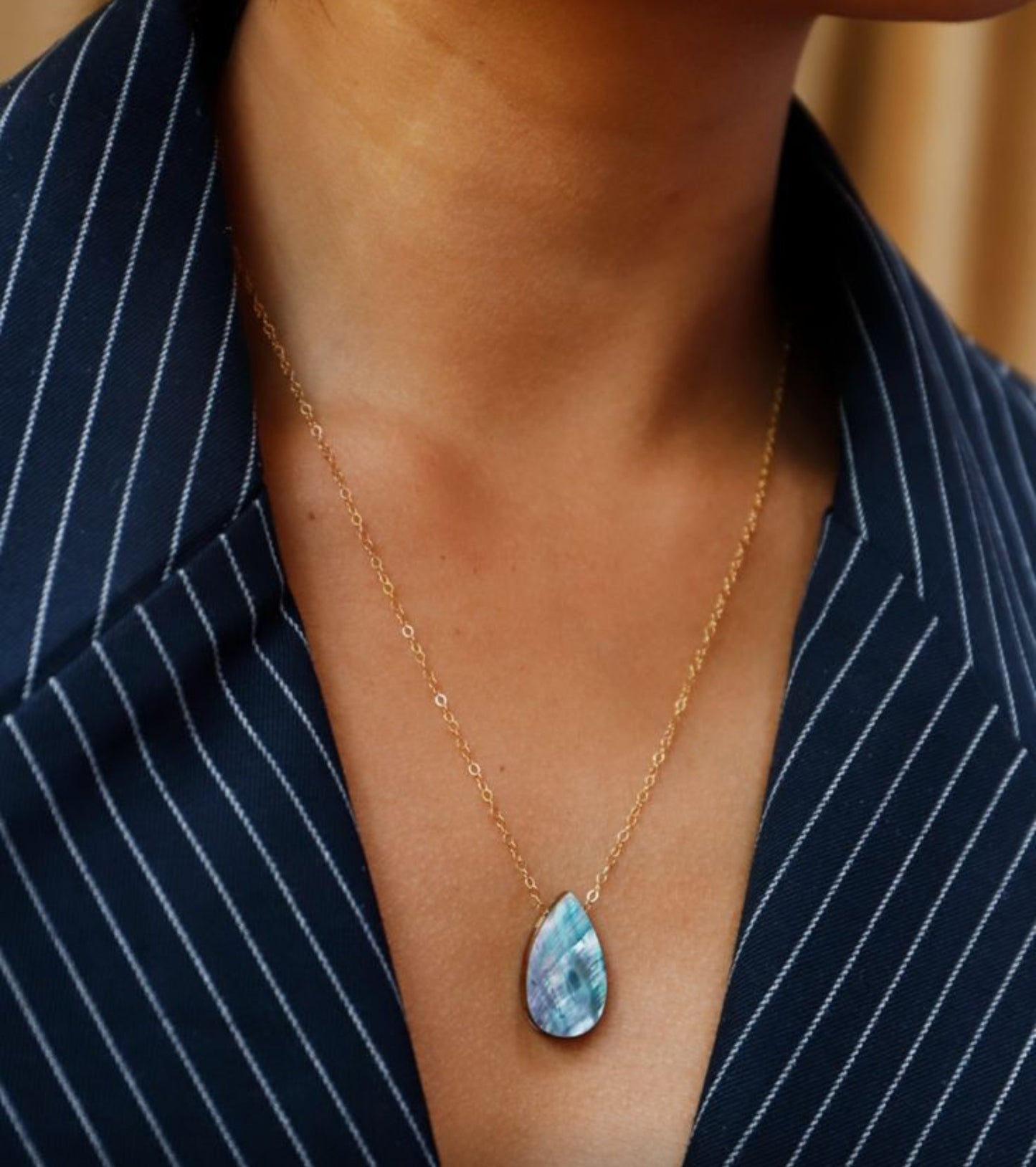 Rain Drop Necklace in Sea Blue