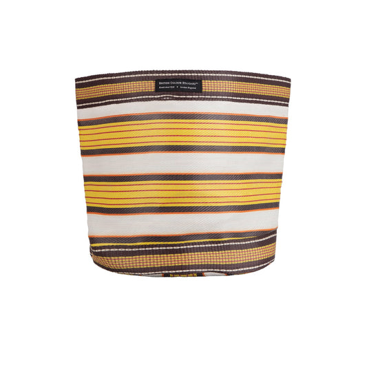Eco Woven Plant Pot Cover In Tuscan Yellow, Pearl & Rose Beige