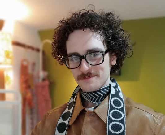 Charcoal and Grey - Mixed Shapes Skinny Scarf