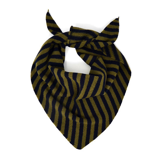Olive and Navy Stripe Lambswool Neckerchief