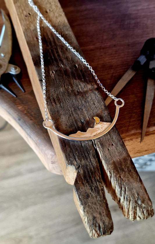 Silver and Brass Mountain Necklace - Made to Order.