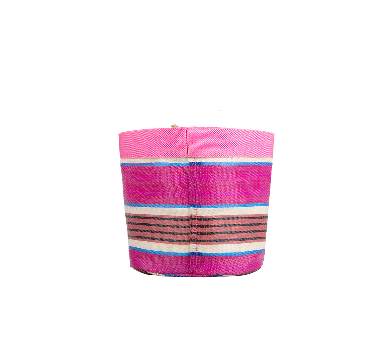 Eco Woven Plant Pot Cover In Neyron Pink, Pompadour & Pearl