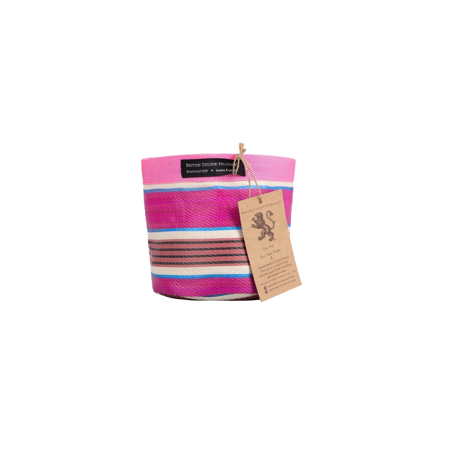 Eco Woven Plant Pot Cover In Neyron Pink, Pompadour & Pearl