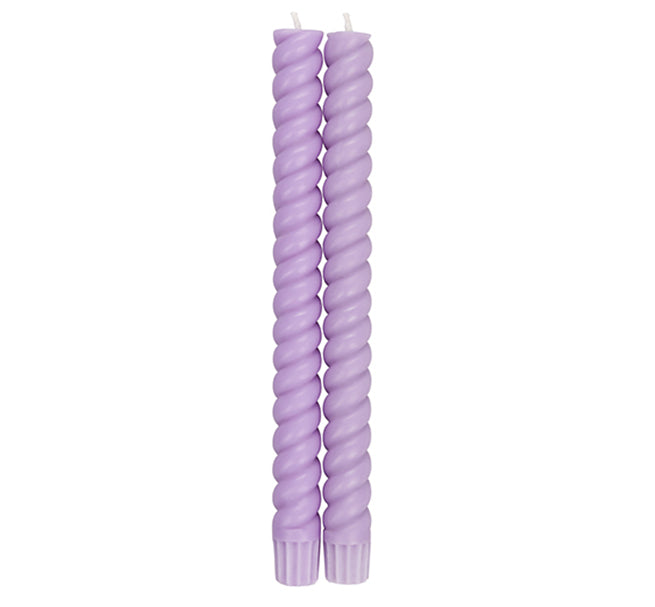 SPIRAL - Solid Verbena Mauve Eco Dinner Candles, 2 per pack