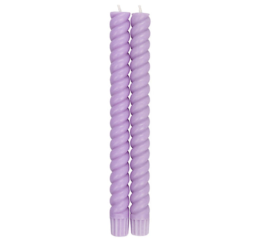 SPIRAL - Solid Verbena Mauve Eco Dinner Candles, 2 per pack