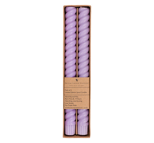 SPIRAL - Solid Verbena Mauve Eco Dinner Candles, 2 per pack