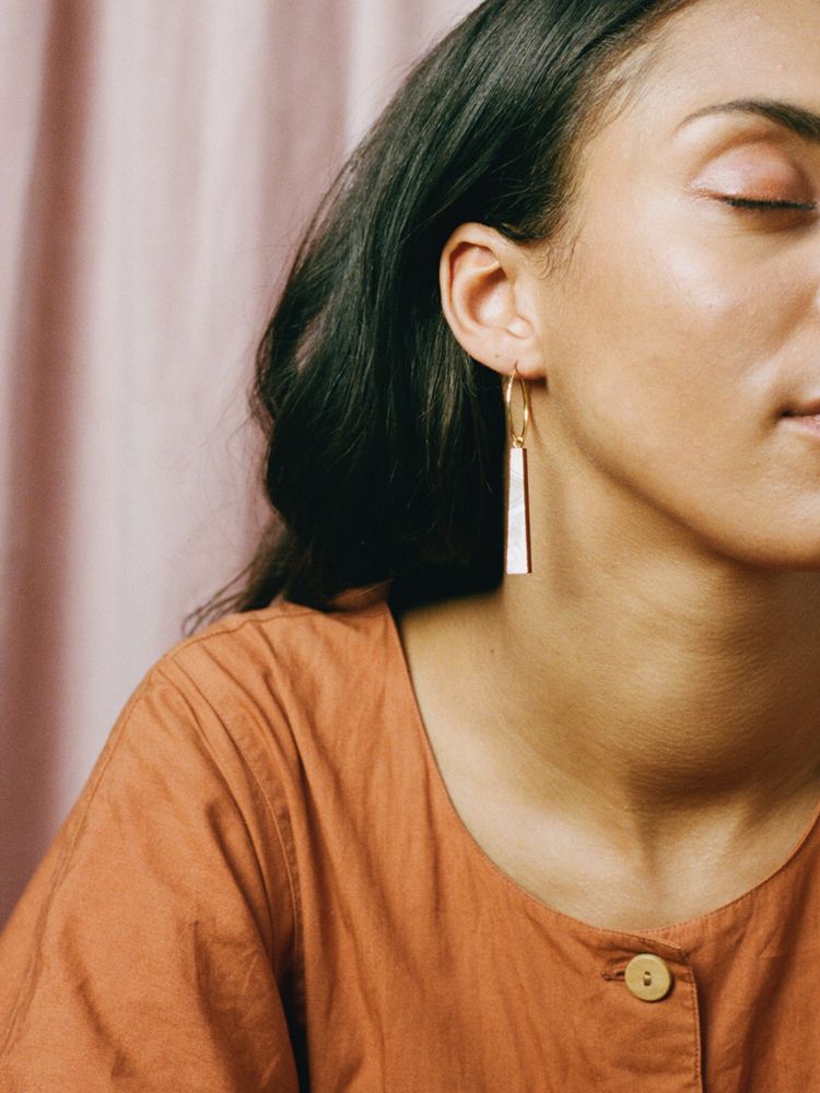 Tassel Hoops in  Mother of Pearl