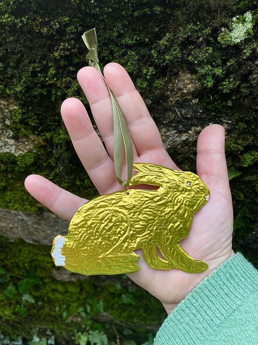 Hare Hanging Piece Brass Embossed and Enamel