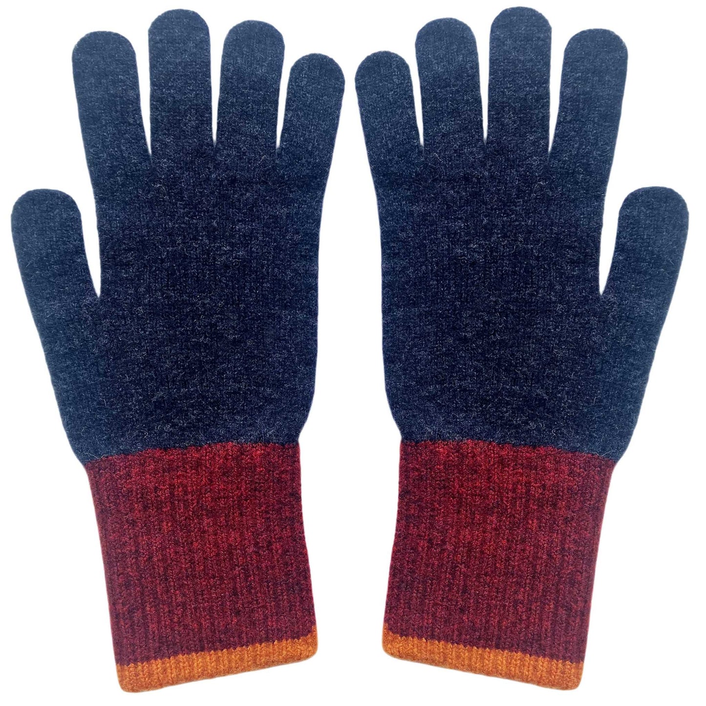 Men's Lambswool Gloves: Navy/red