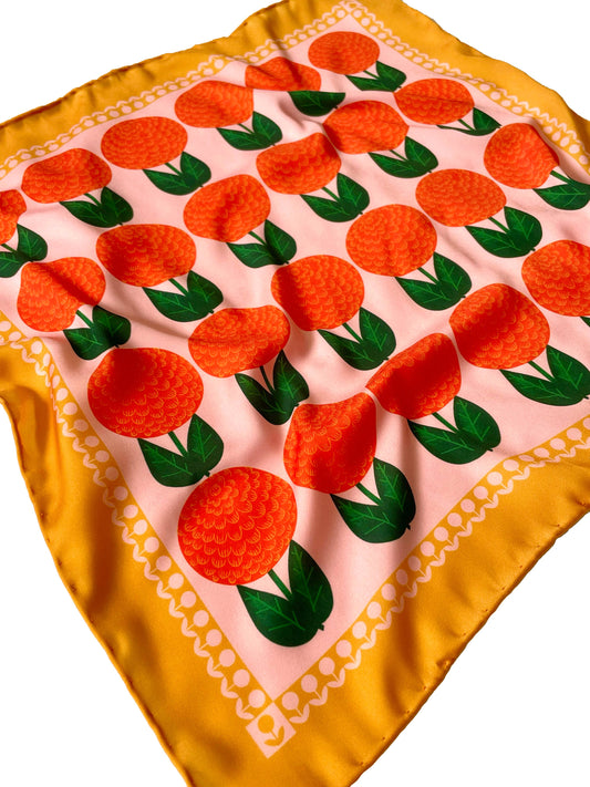 Orange Dahlia Floral Pocket Square / Neckerchief