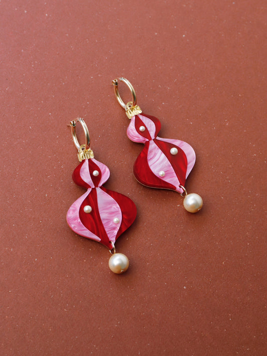 Limited Edition Bauble Statement Hoops in Red