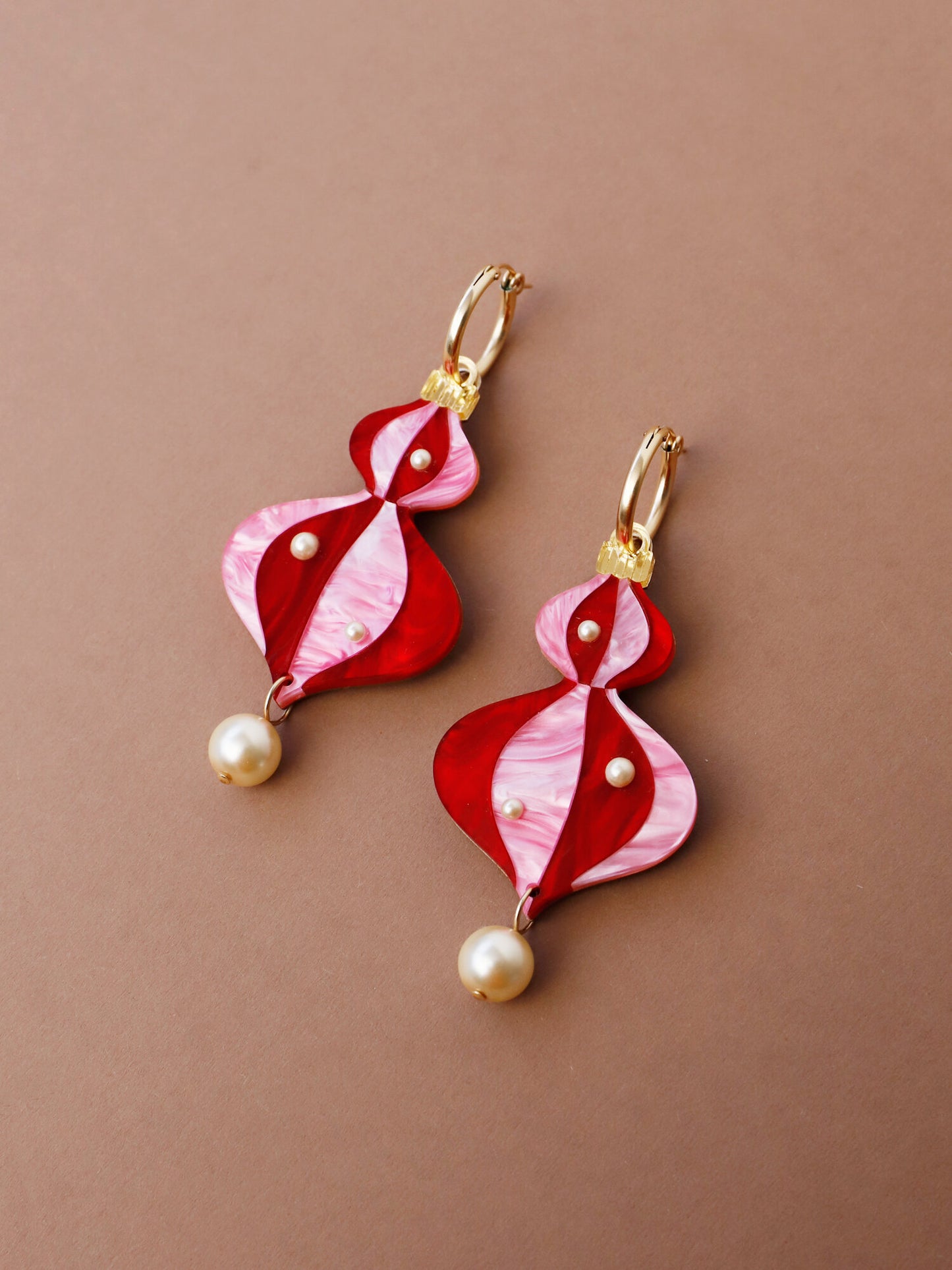 Limited Edition Bauble Statement Hoops in Red