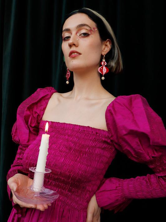 Limited Edition Bauble Statement Hoops in Red