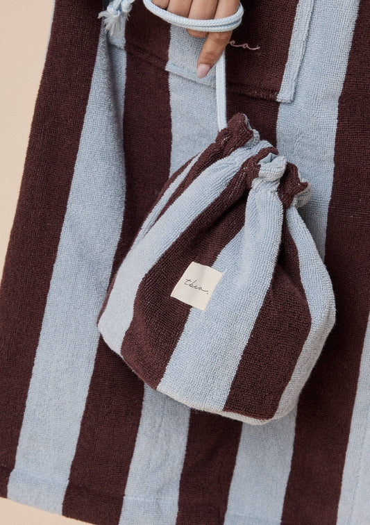 Terry Cotton Wash Bag in Blue Stripe