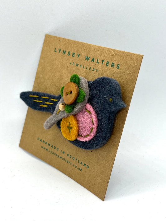 Slate Bird Brooch by Lynsey Walters