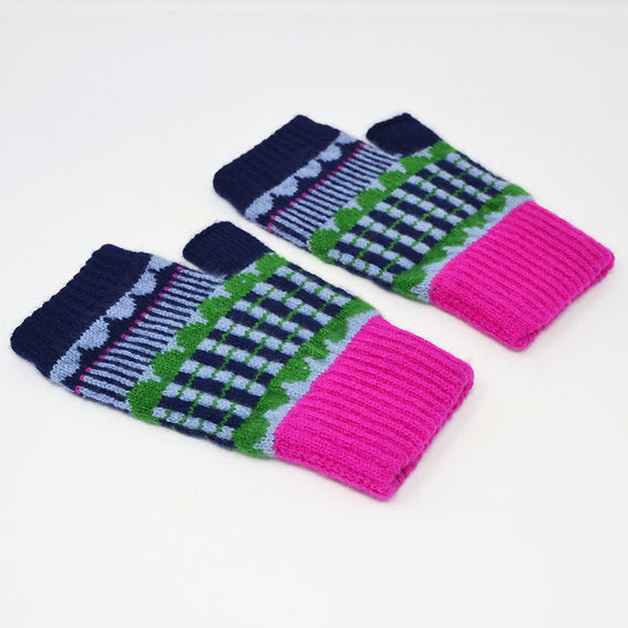 Flora Wrist Warmers in Blue