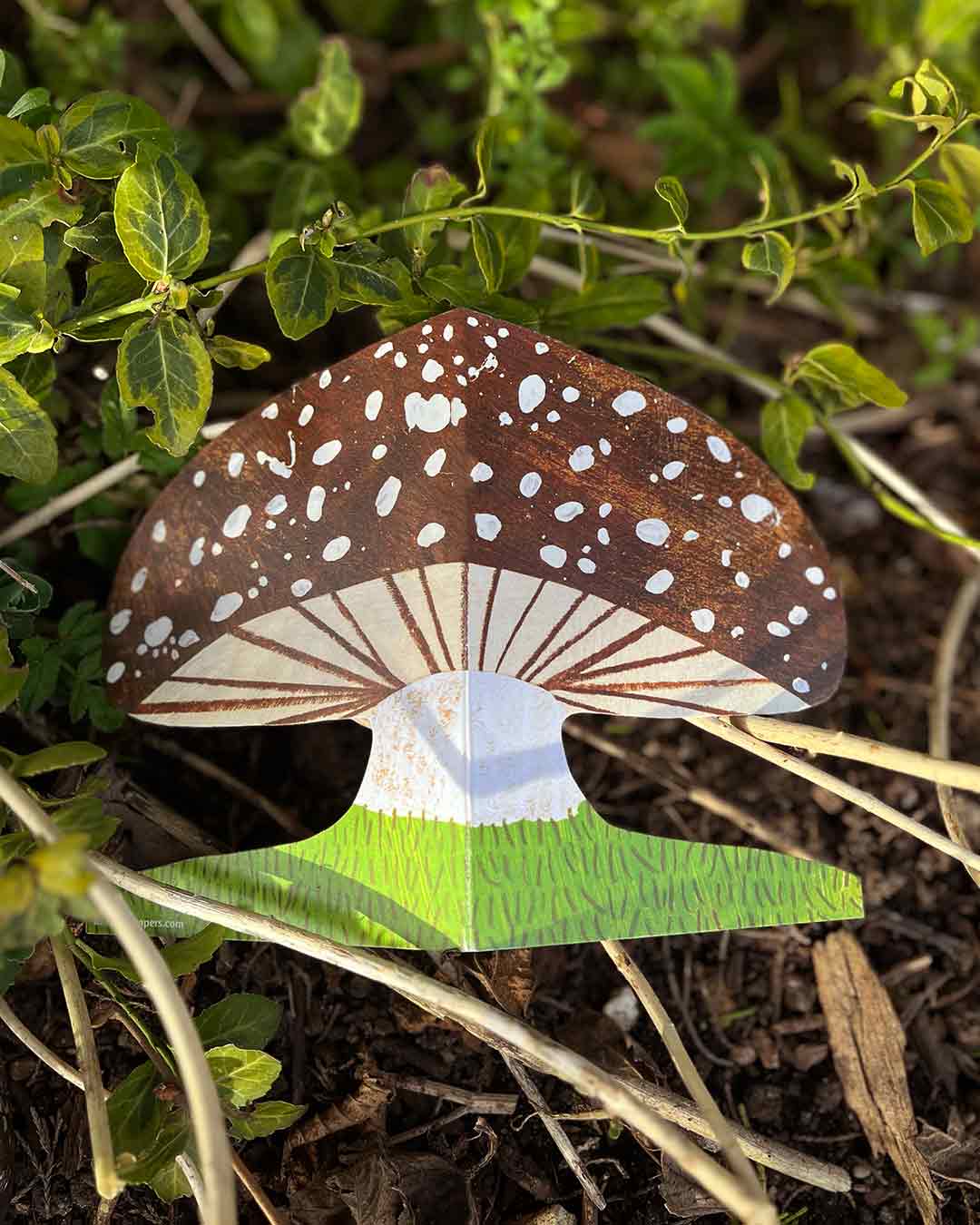 Brown Mushroom Shaped Greeting Card