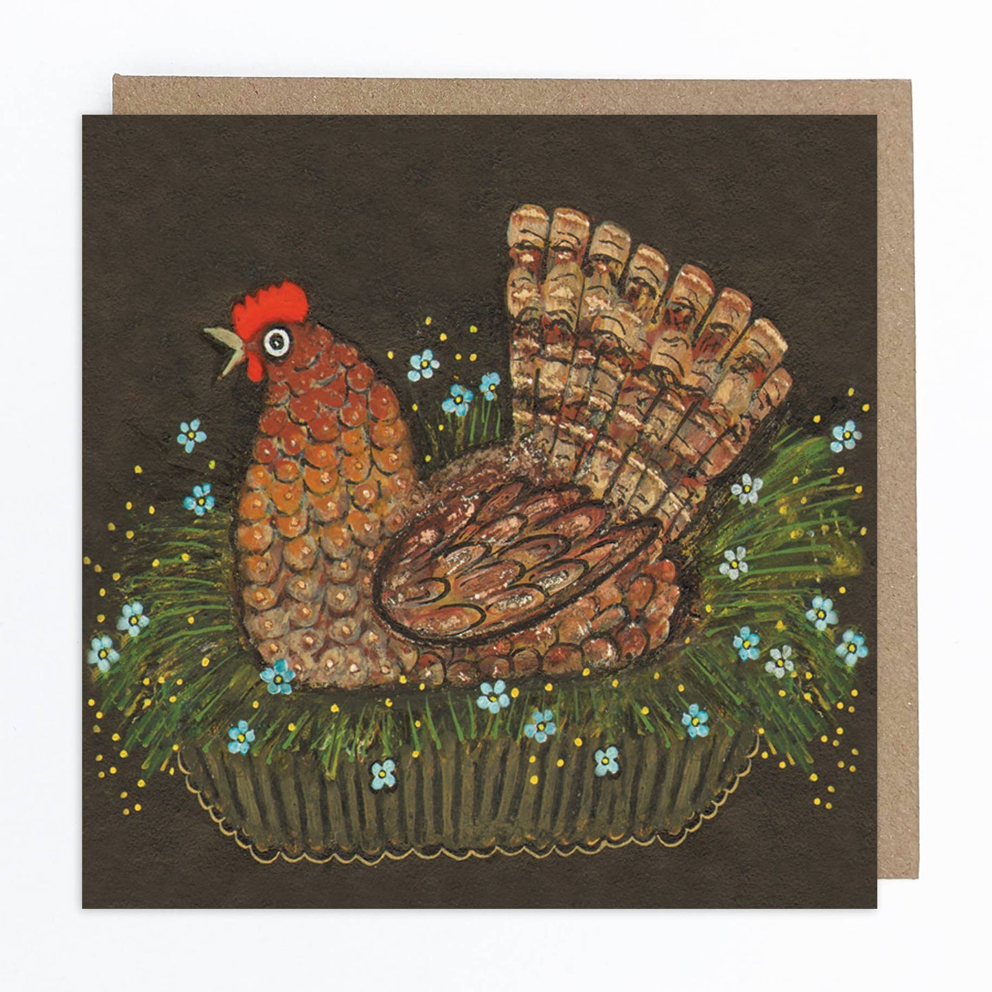 Brown Hen on the Nest Greeting Card