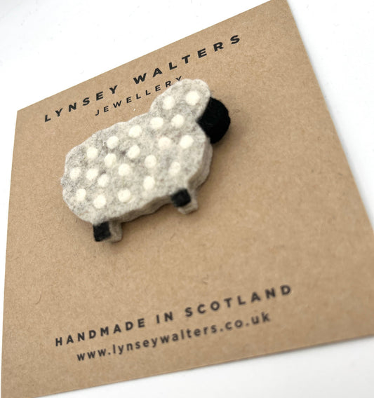 Cosy Felt Sheep Brooch