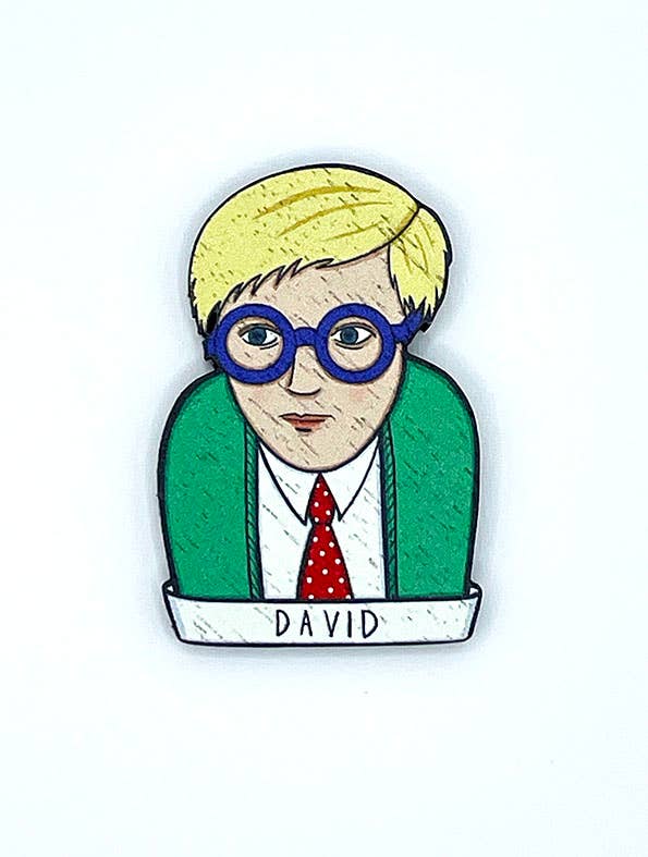 David Hockney Iconic Artist Wooden Pin / Brooch