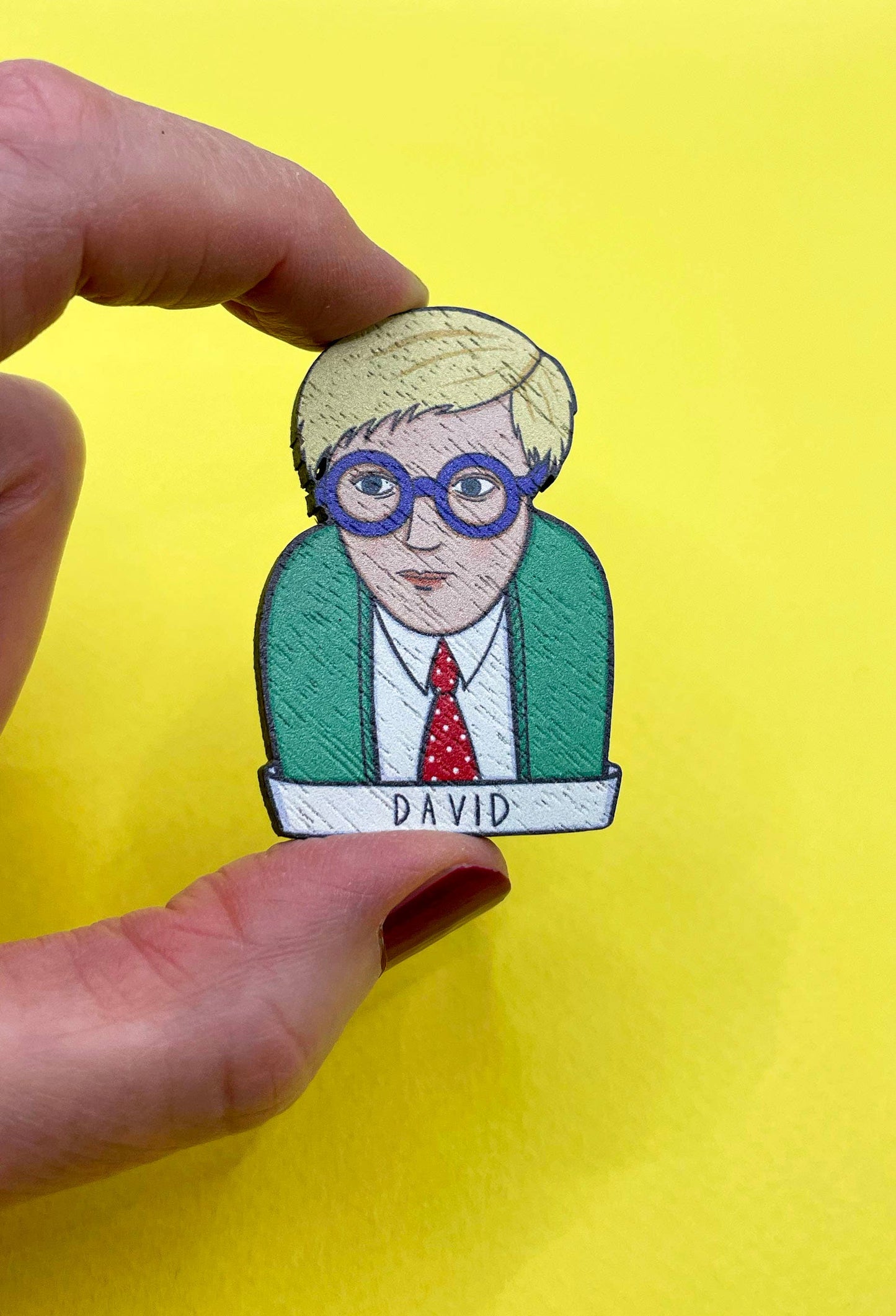 David Hockney Iconic Artist Wooden Pin / Brooch