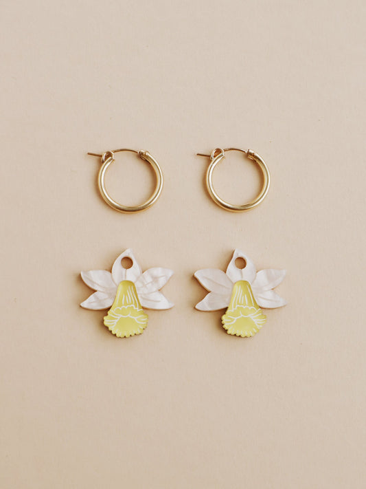 Daffodil Hoop Earrings - Limited Edition