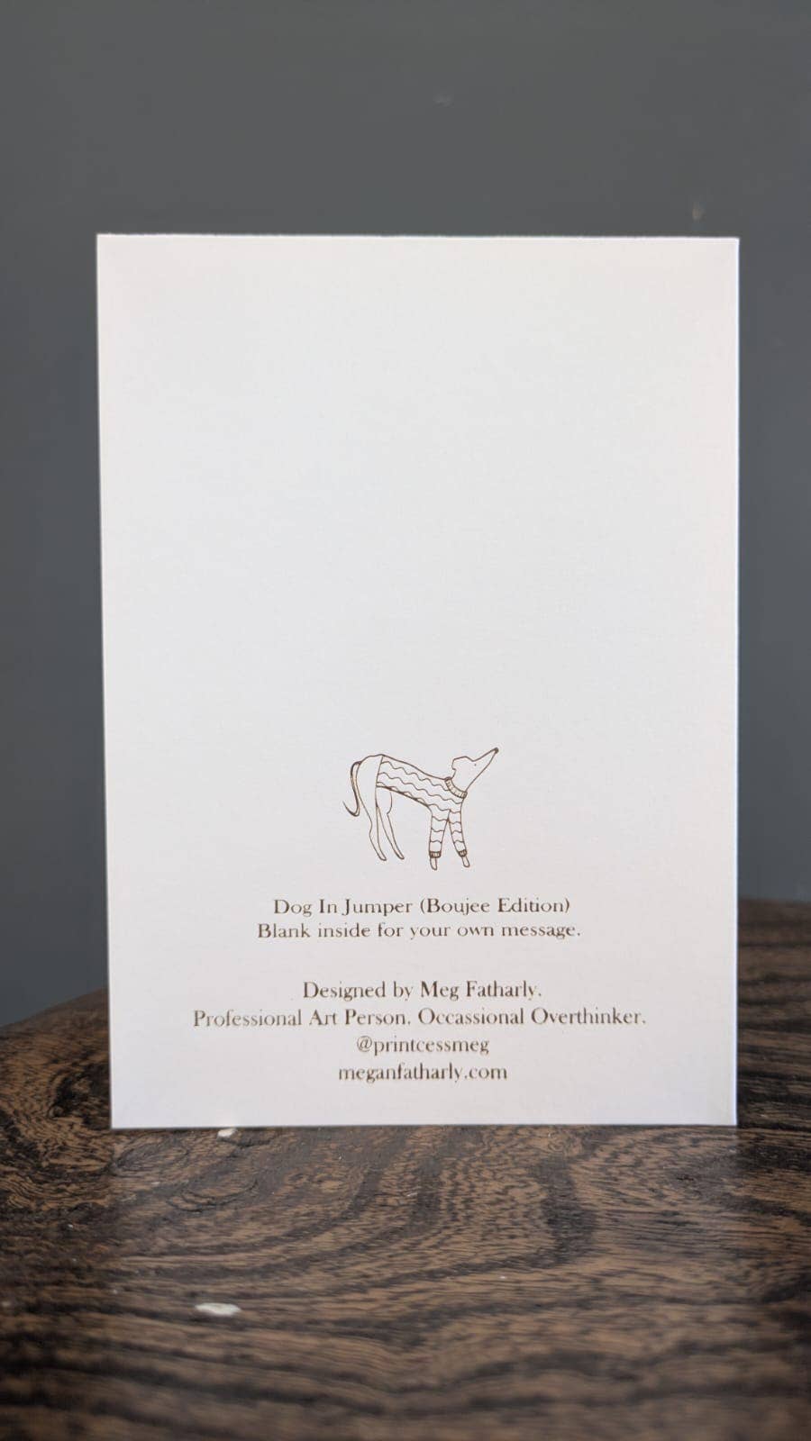 Dog in a Jumper Keepsake Card | Gold Embossed Art Card
