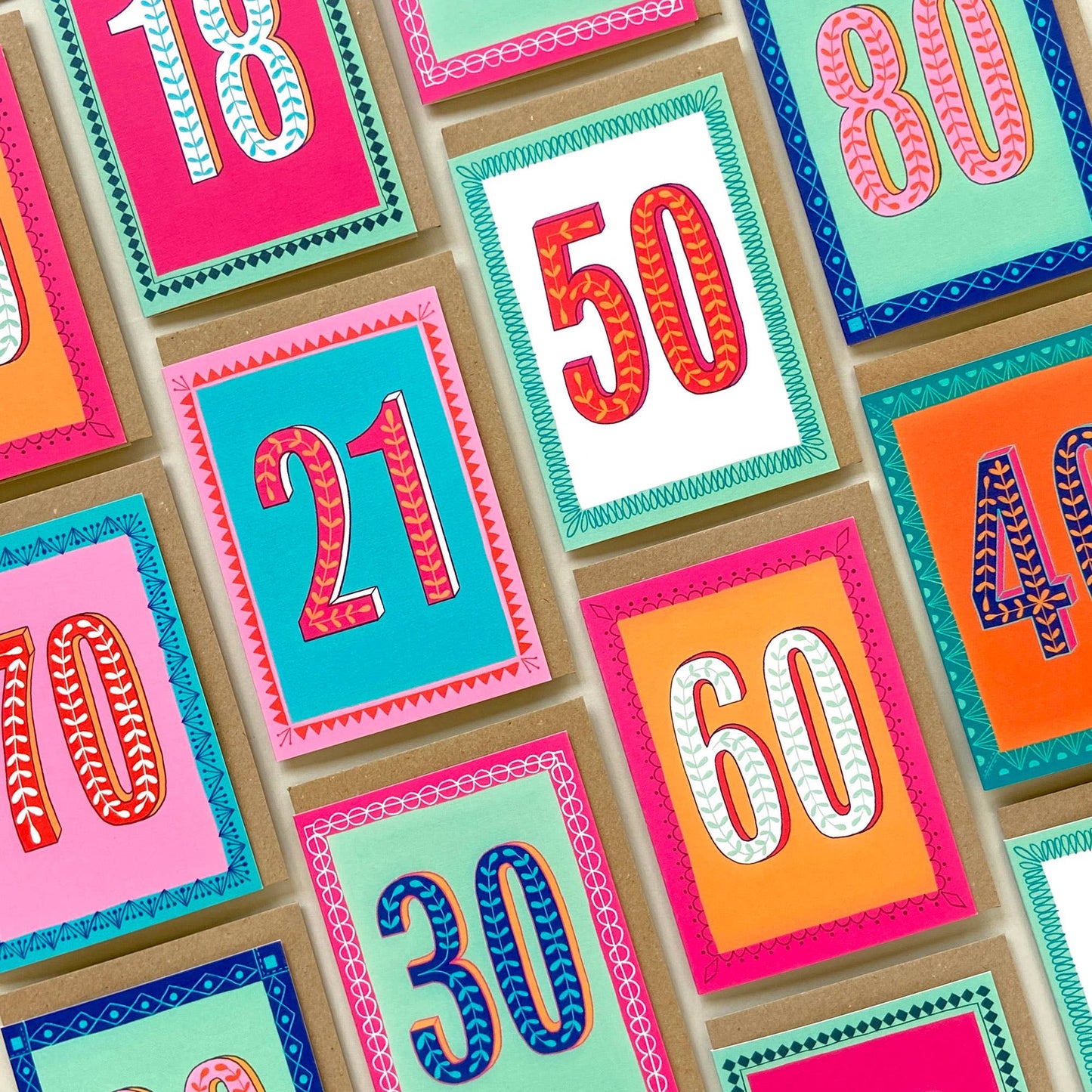 Happy 50th Birthday Greetings Card in White