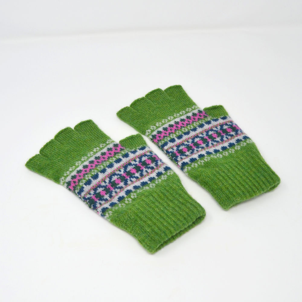 Dark Apple Green Half Finger Gloves