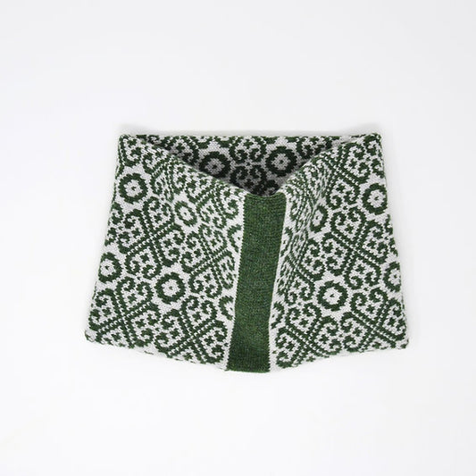 Moss Green and Grey Snood in " Baltic Heritage" pattern