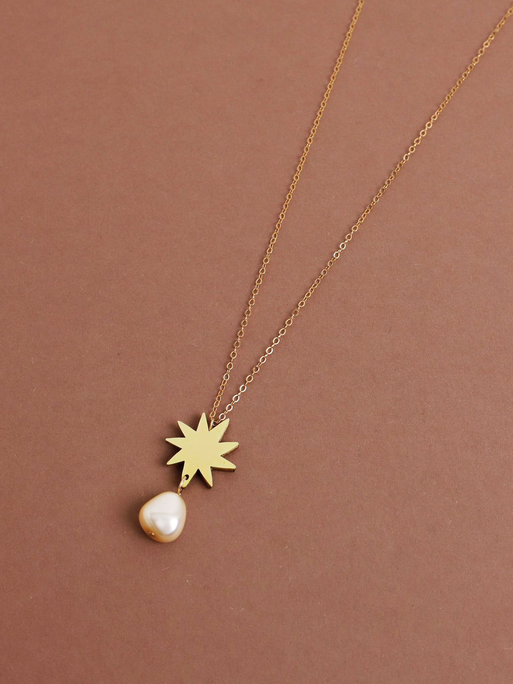 Kara Necklace - Brass and Pearl