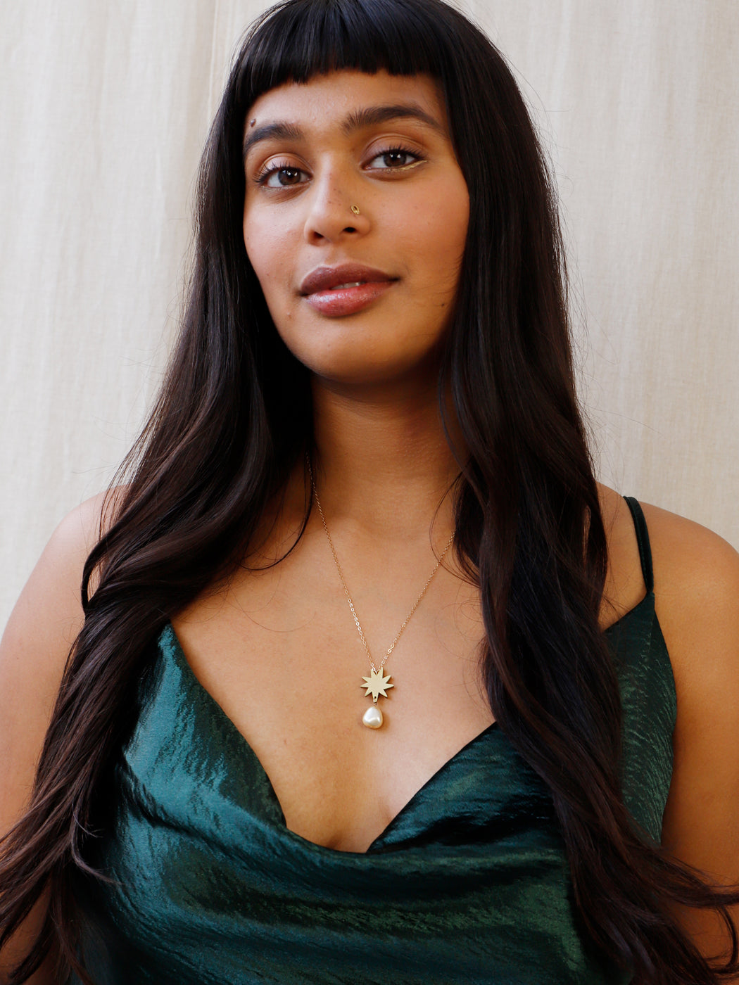 Kara Necklace - Brass and Pearl