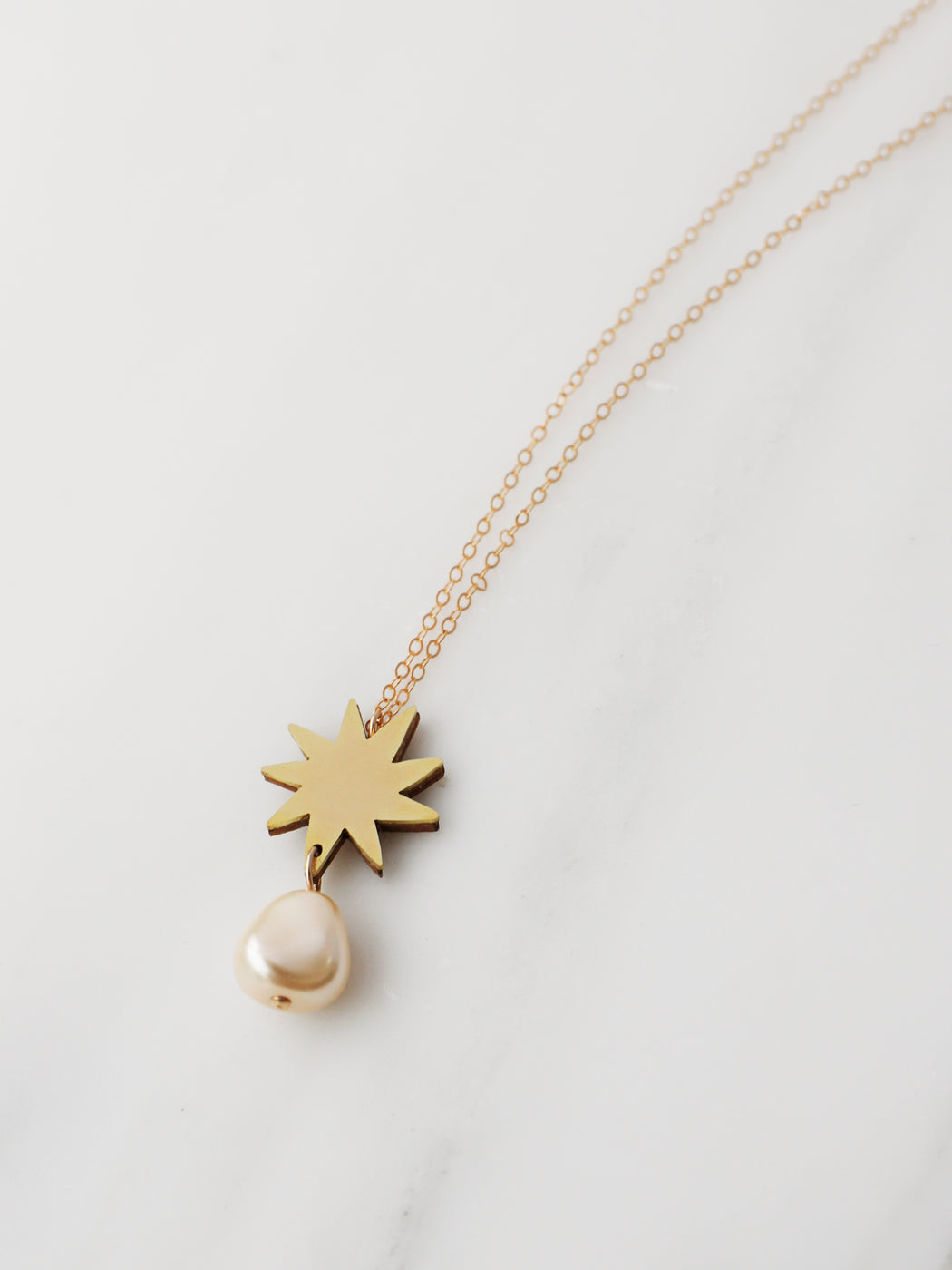 Kara Necklace - Brass and Pearl