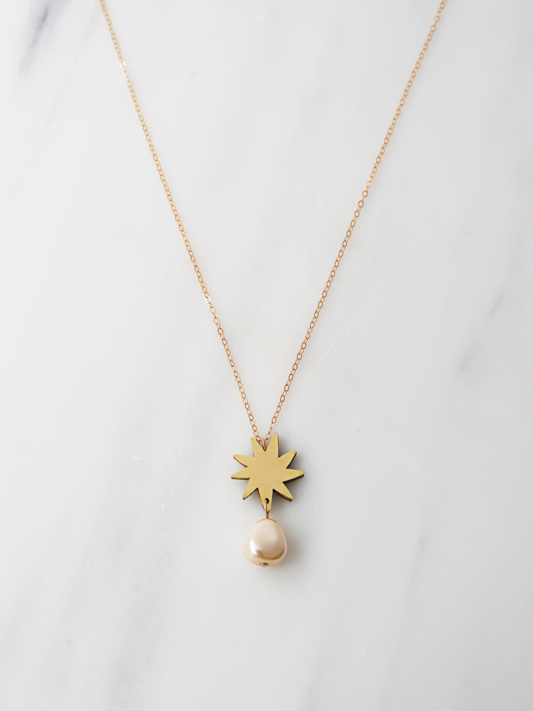 Kara Necklace - Brass and Pearl